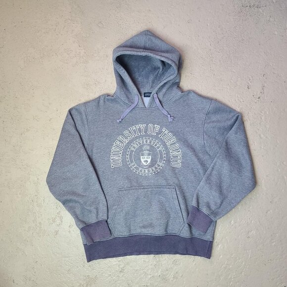 Retro 'Varsity Collection' UofT grey varsity hoodie pullover sweatshirt men's L - Picture 1 of 3